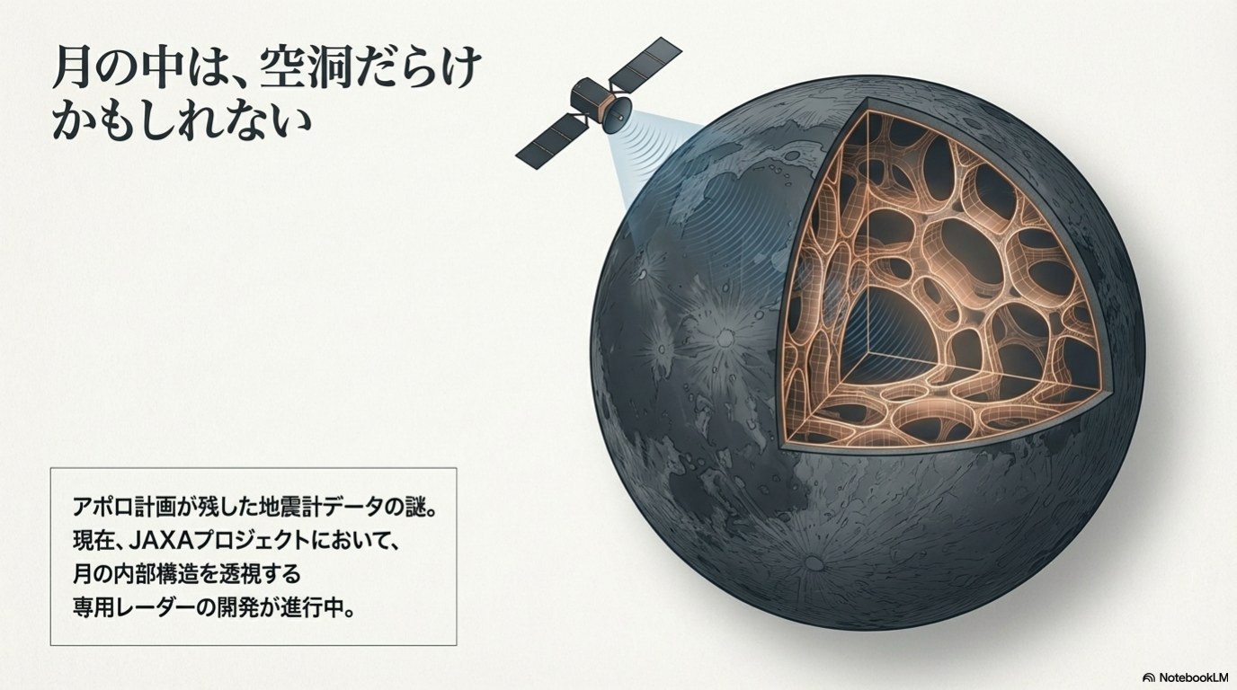 月内部の空洞を示すスライド