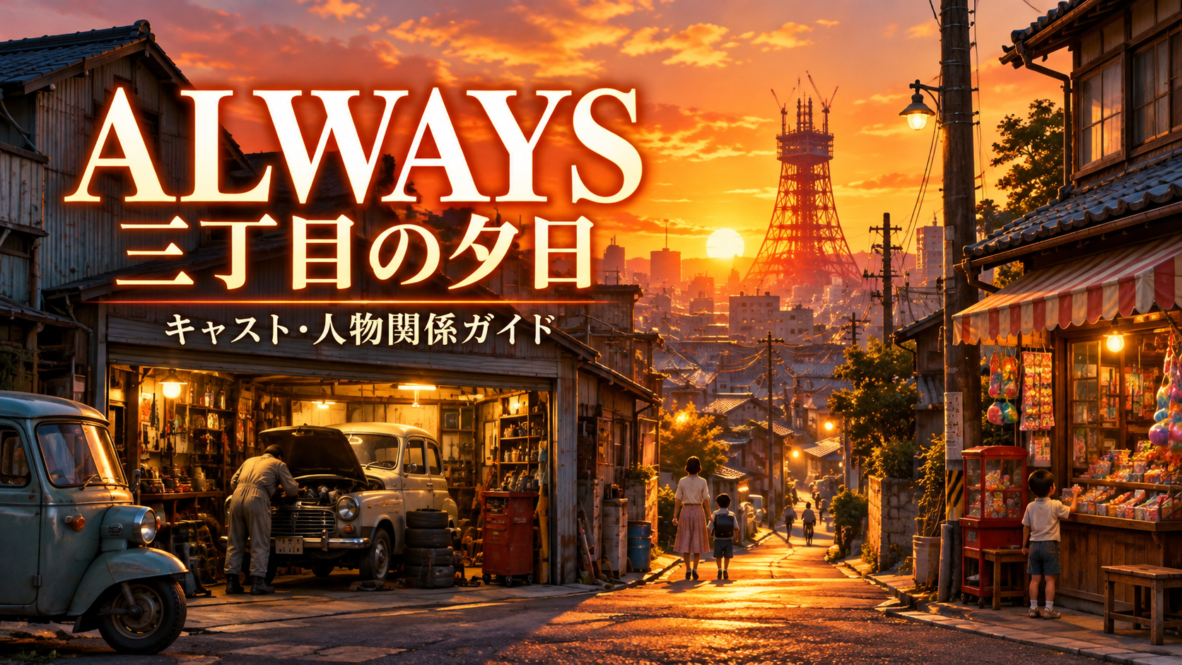 ALWAYS 三丁目の夕日。昭和の下町と建設中の東京タワーを連想した創作イメージ